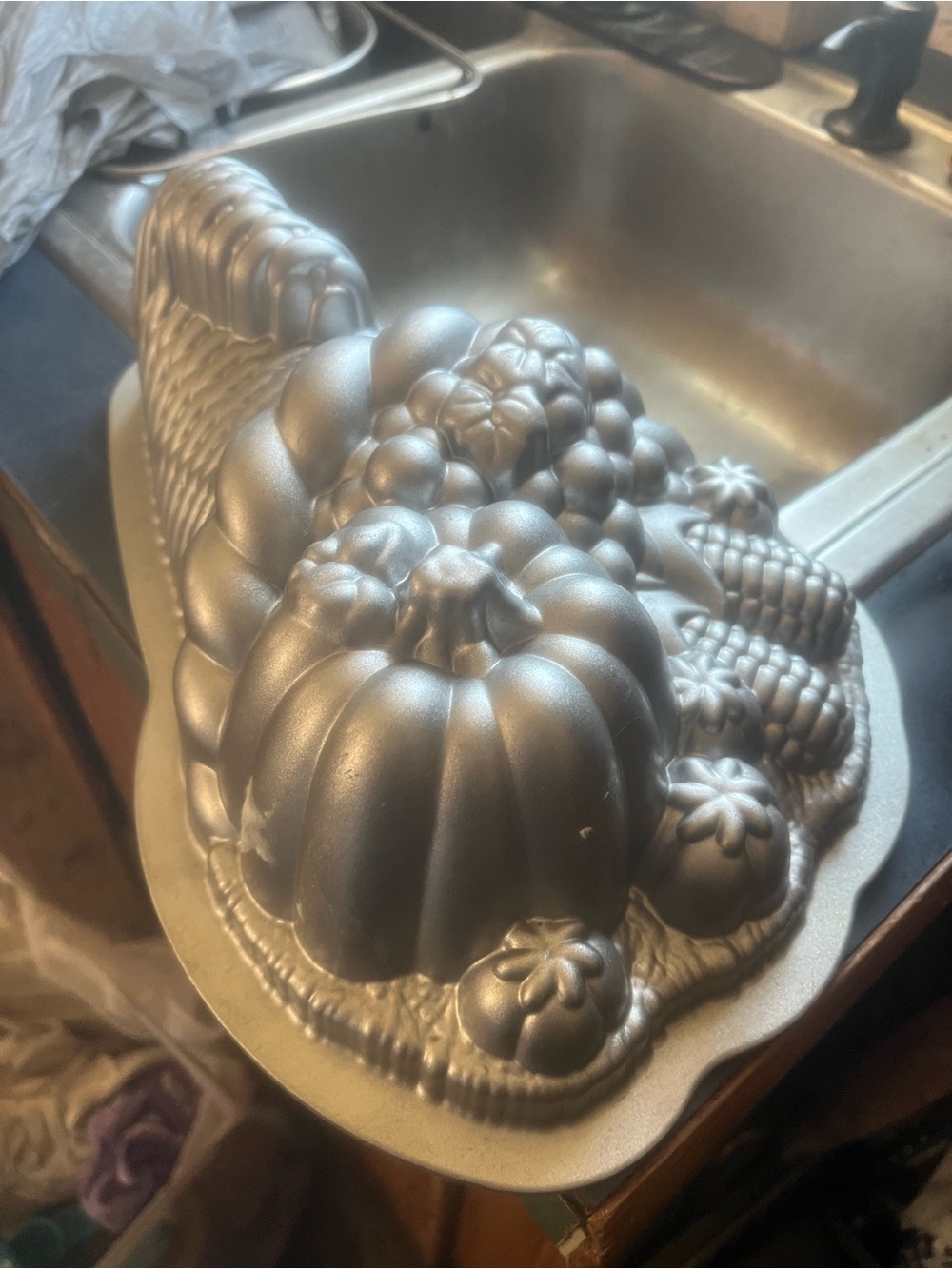 Nordic Ware Silver Cornucopia Pumpkin Bundt Cake Pan